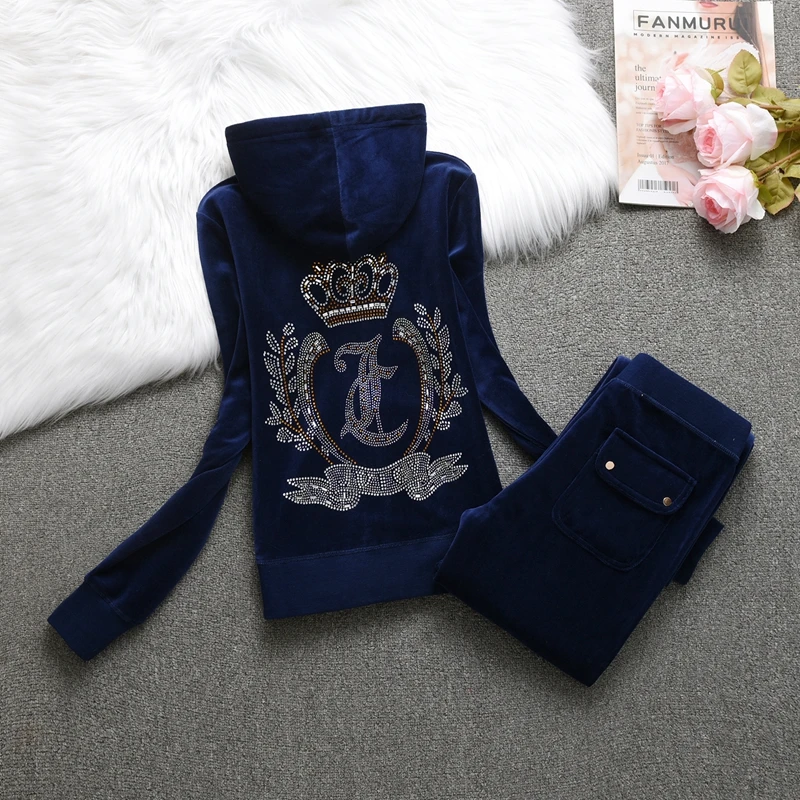 Velvet Tracksuit for Women 2024 Fashion Brand Women's Velours Sweatshirt and Pants Suit 2 Piece Set Women's Outfit