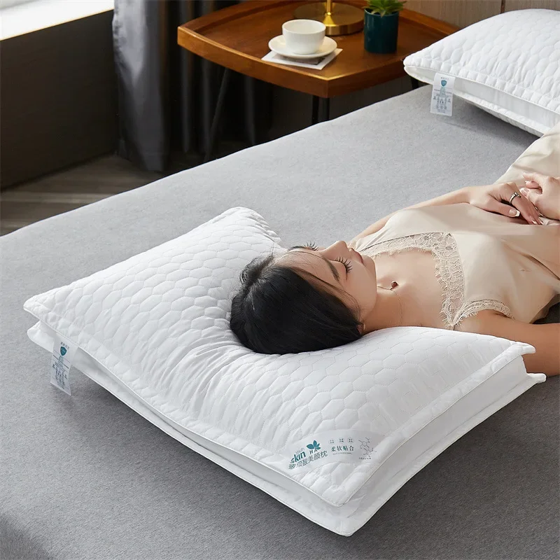 High Pillow Five-star Hotel Quality Cotton Pillow Core Pure Cotton White Pillow Wide Side Three-dimensional Bed 48x74cm 4