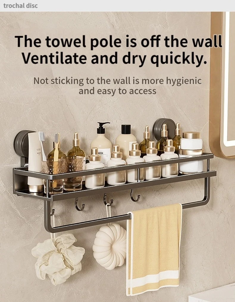Toilet storage rack, bathroom washbasin, toilet, shower room, kitchen, wall mounted non perforated towel rack