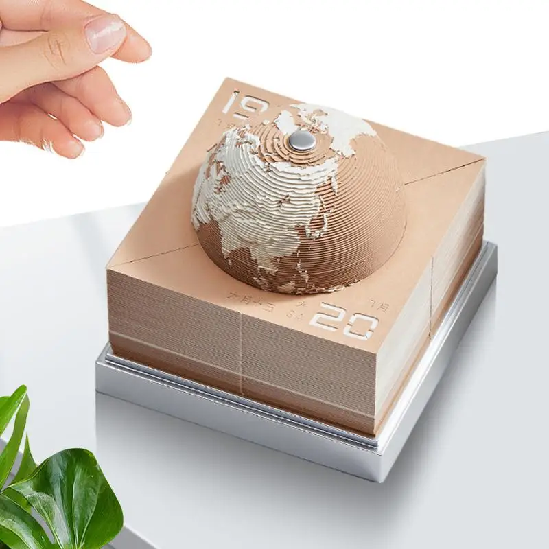 

Earth Calendar 2024 Creative Desk Calendar Notepad Rip-Away Paper Carving Sticky Sculpture Paper Earth Model For DIY Gift