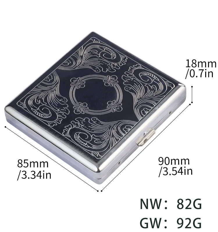 Metal Cigars Cigarettes Cases for about 20 sticks Cigarette Stainless Steel Tobacco Cigarette Boxes Tools 1pc