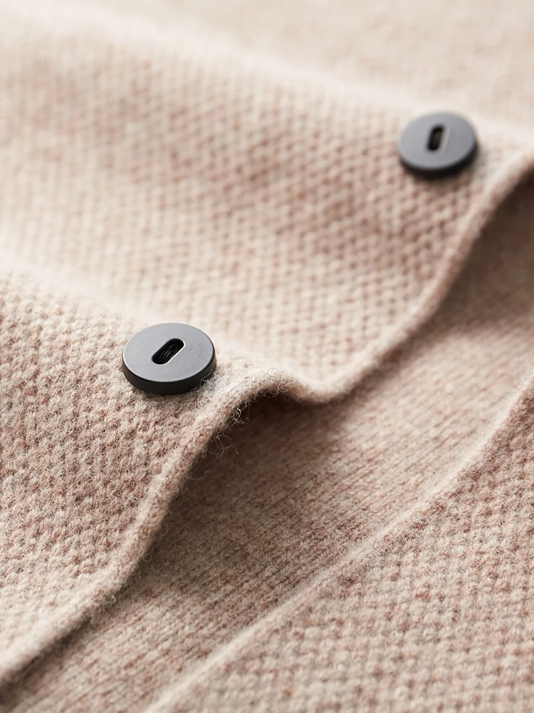 CHICUU Autumn Winter Men Cashmere Sweater Coat Basic V-neck Cardigan 100% Merino Wool Knitwear Smart Casual Jacket Korean Tops 4