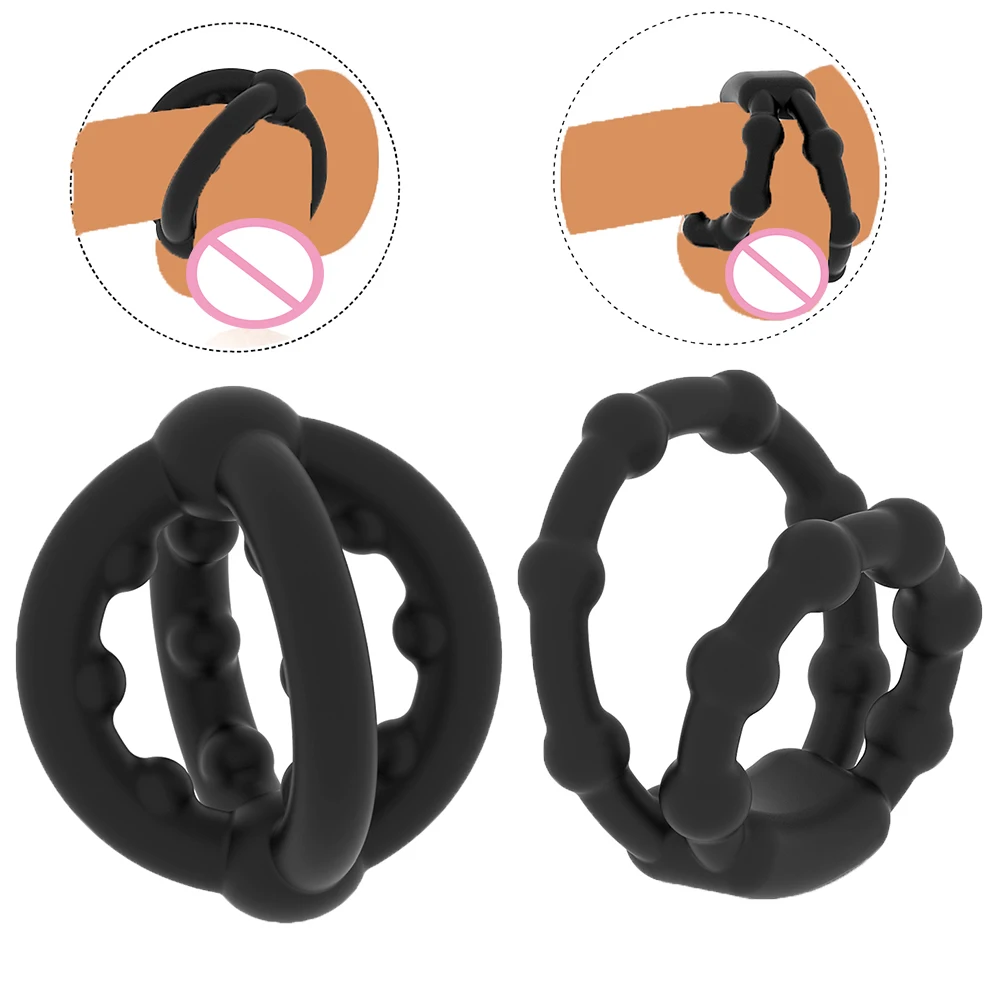 

Silicone Dual Cock Ring Delay Ejaculation Erection Toys for Men Penis Rings Scrotum Stretcher Dick Enlarger Ring Penis Cage