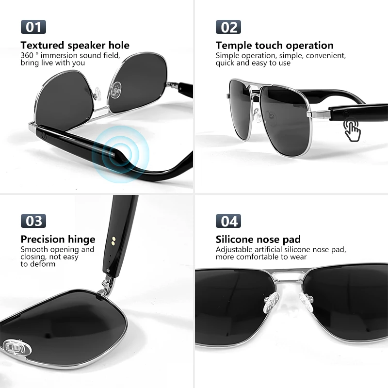 GS02 Smart glasses IP4 Waterproof Wireless Stereo Glasses With