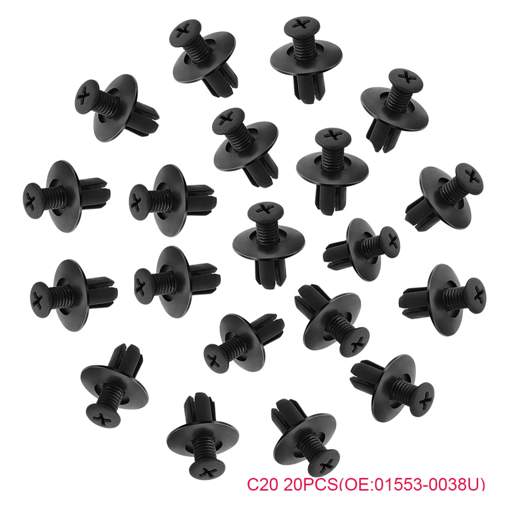 100pcs 6 크기 자동 자동차 패스너 클립 리테이너 리벳 패널 미니 R53 닛산 Navara D40 Dacia Spring Vw Up Sportage