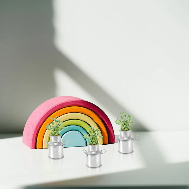 6 Pcs Mini Milk Jug Small Vase Iron Planter Flower Pot Metal Planters Mini Bucket Garden Supplies Tiny House Accessories 3