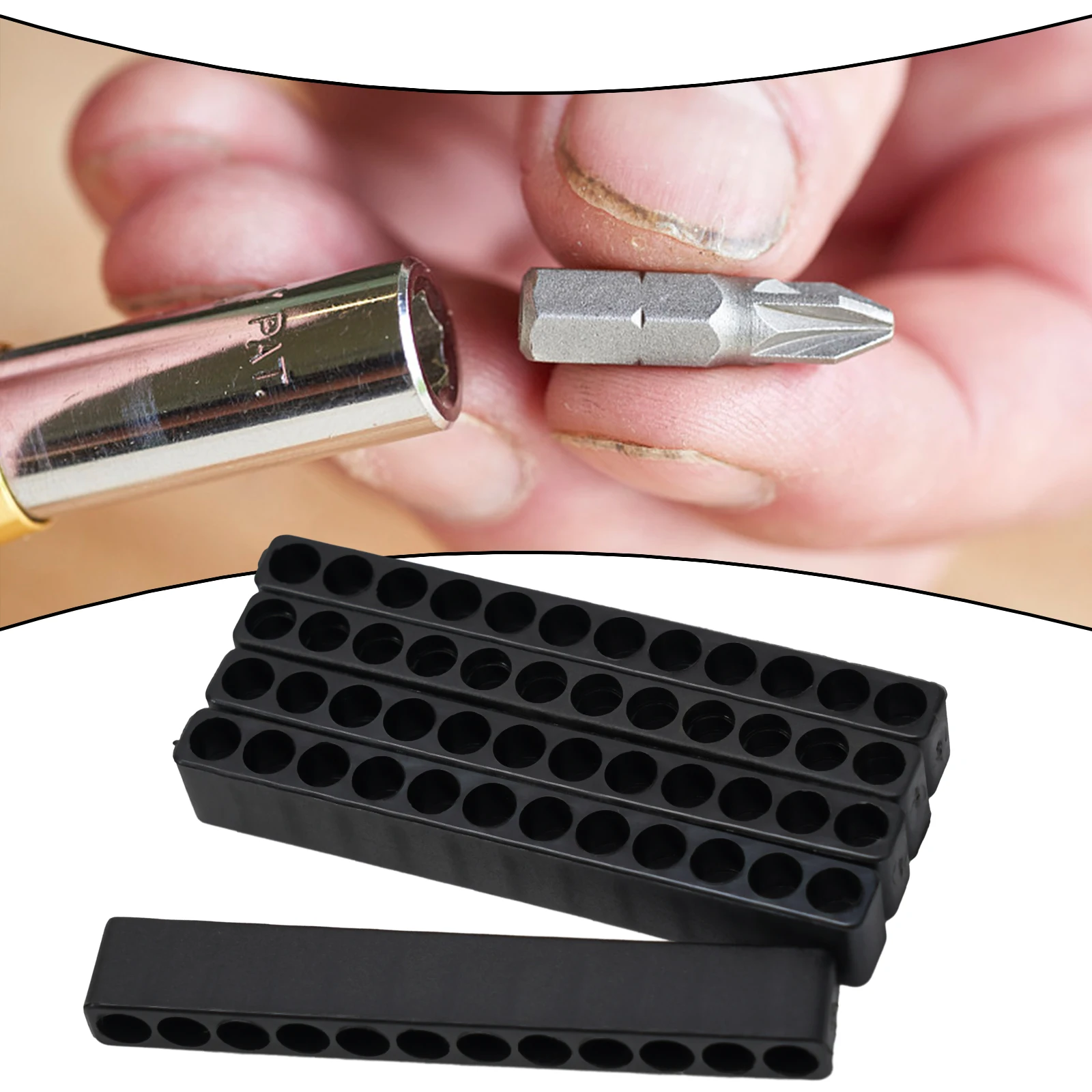 

Light Brightness Manual Measurement Deviation Inch Hex Tool Screwdriver Storage Holes Bit Holder Plastic Storage