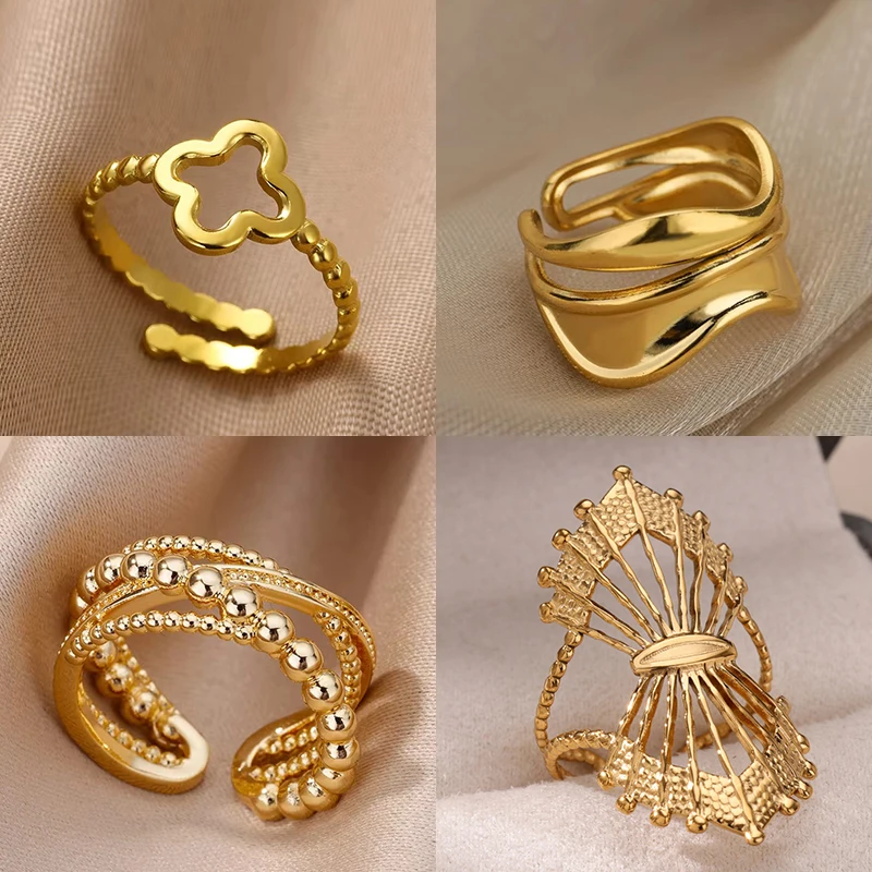 Four Leaf Clover Stainless Steel Ring