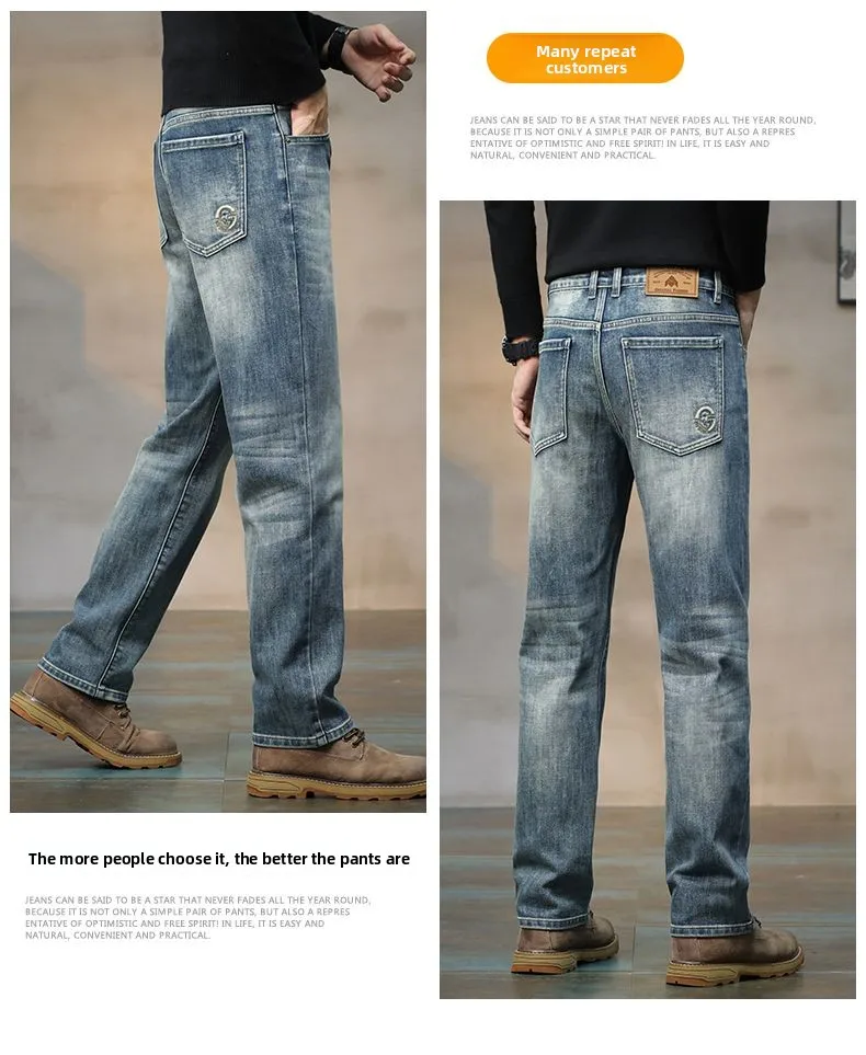 Men’s high‑waist vintage blue stretch Big Bull jeans with straight‑leg fit 0011