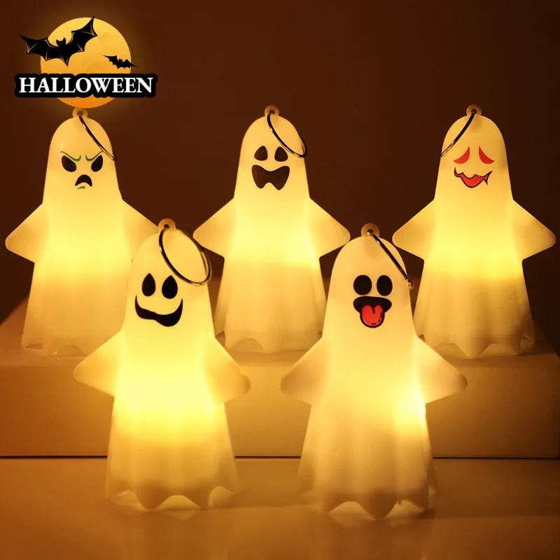 HalloweenGlowingGhostLampLEDLightsLuminousGhostKeychainPendant