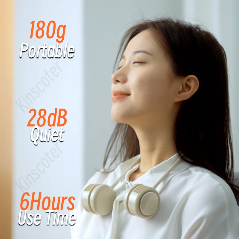 Kinscoter Kinscoter 미니 목 선풍기 휴대용 USB 충전식 1600mah 뮤트 스포츠 목 선풍기 실외 환풍기 접이식 냉각 순환기 Kinscoter Mini Neck Fan Portable USB