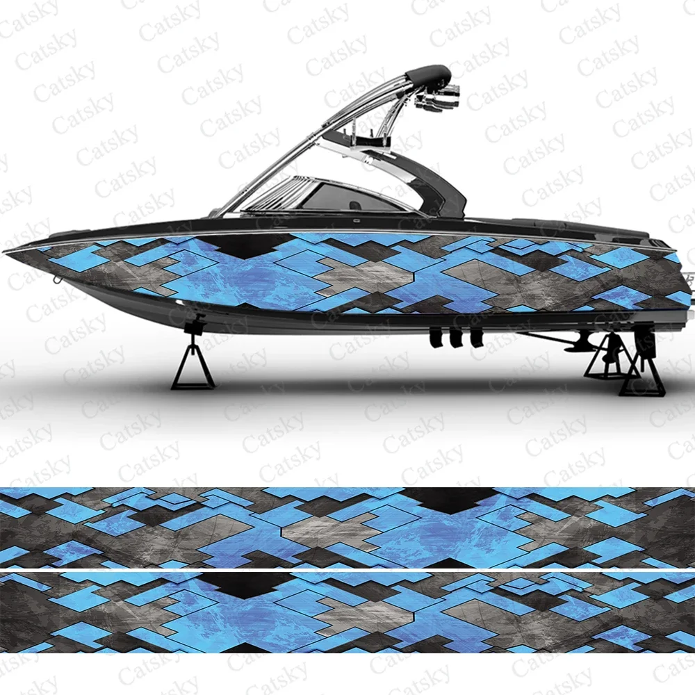 

Vector abstract irregular graphics Boat wrap sticker vinyl pontoon deck boat fishing decal design uniform vector abstract print