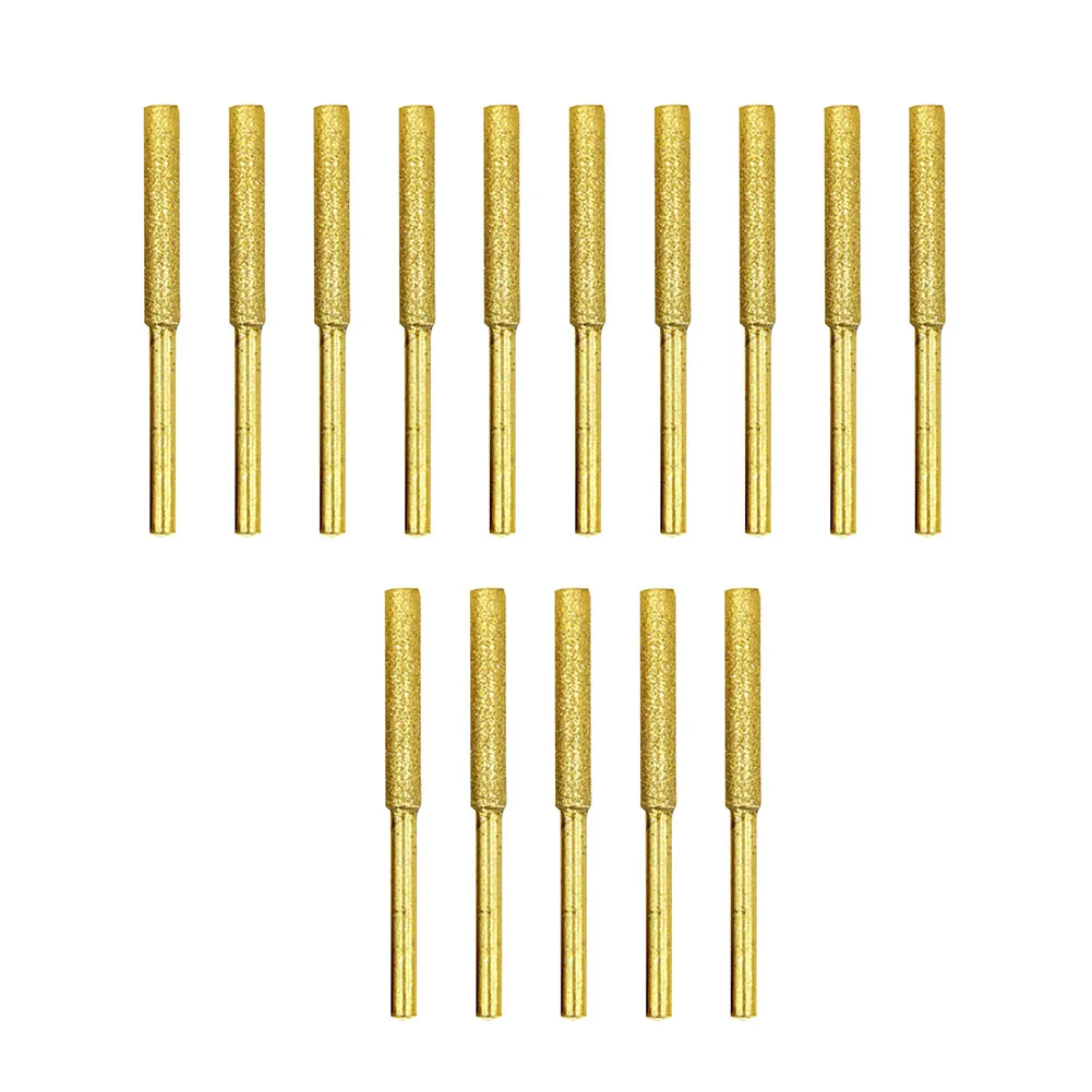 15pcs 4/4.8/5.5mm Diamond Coated Cylindrical Burr Multi-use Stone File Chainsaw Wire Cutting Polishing Repairing Tools