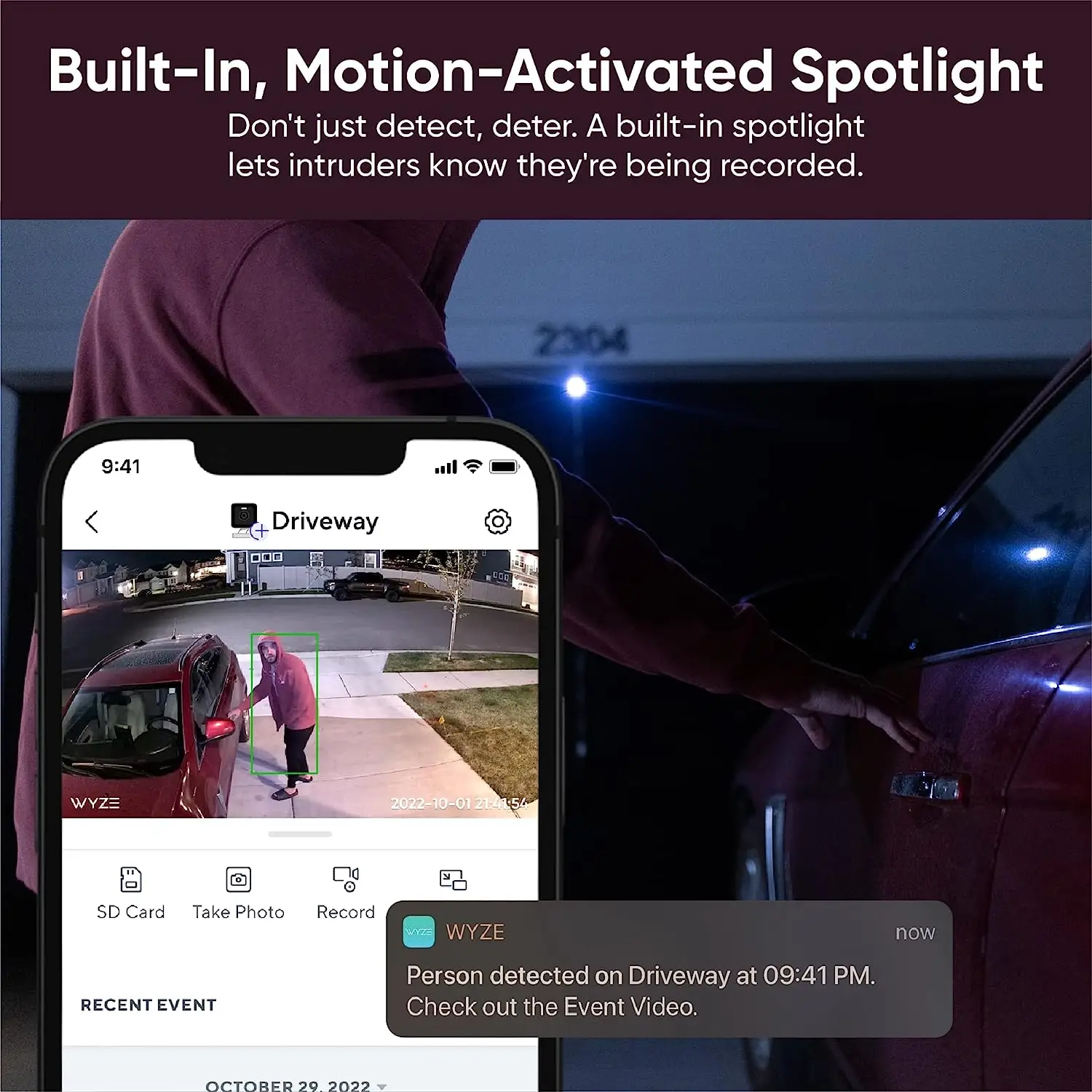 WYZE Wi-Fi Camera V3 Pro 2K Colorful Night Vision, Edge Ai, Built-in Spotlight And Siren,Compatible With Alexa Google