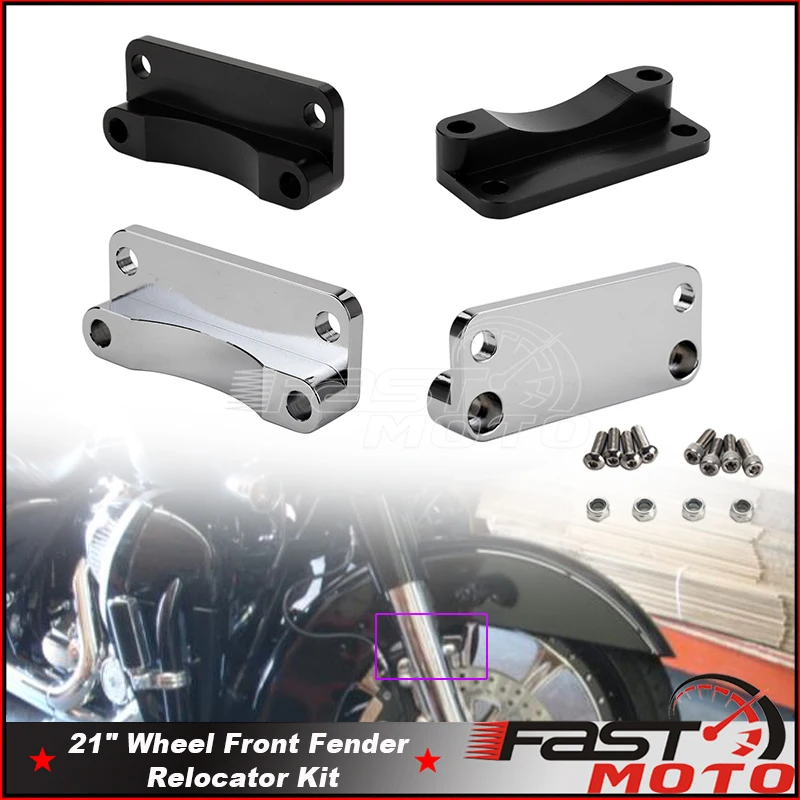 Per Harley Softail Alluminio 21 "Ruota Anteriore Parafango Riser Relocator Adattatore Forcella Per Deluxe Classic Heritage Fatboy 2003-2013