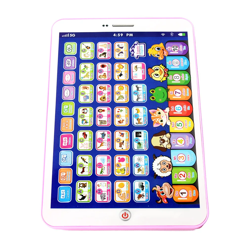  STOULKD Tablet para niños, almohadilla de aprendizaje  interactiva con pantalla - Juguetes educativos divertidos regalos -  Música/piano/ABC/números/palabras/hechizo/animales - para niños y niñas de 3  años (azul).. : Juguetes y Juegos