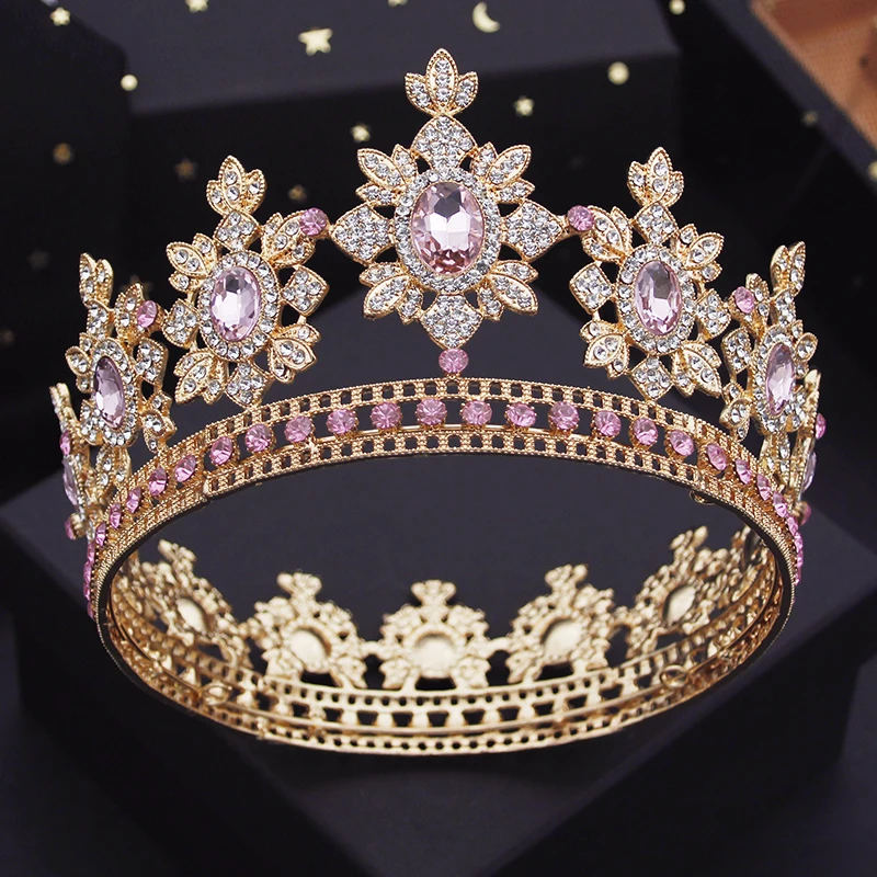 Green Crystal Wedding Crown Bride Tiaras and Crowns For Queen Diadem Pageant Crown Bridal Hair Jewelry Accessories