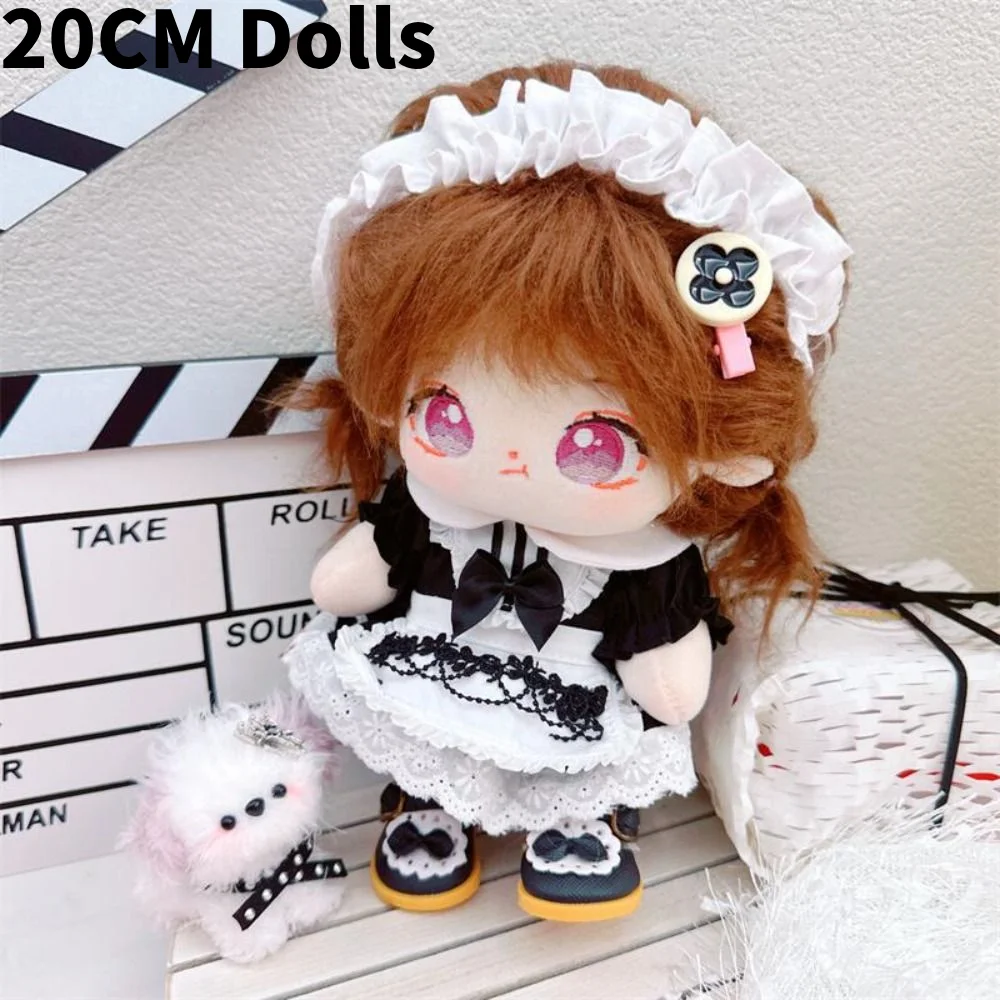 1Set Handmade 10/20cm Doll Clothes Maid Dress Headband Apron