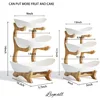 3 Tier Ceramic Fruit Bowl With Bamboo Wood Stand for Kitchen Counter,Porcelain Fruit Basket for Fruit Storage,Snack Dessert 2