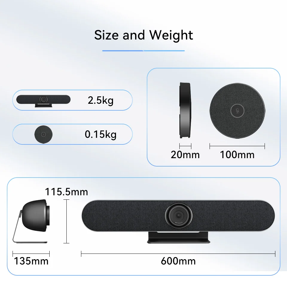 Retekess TC201 Professional Audio Conference All-in-One 4k AI with TC106 Omnidirectional Microphone for Medium-sized Meeting