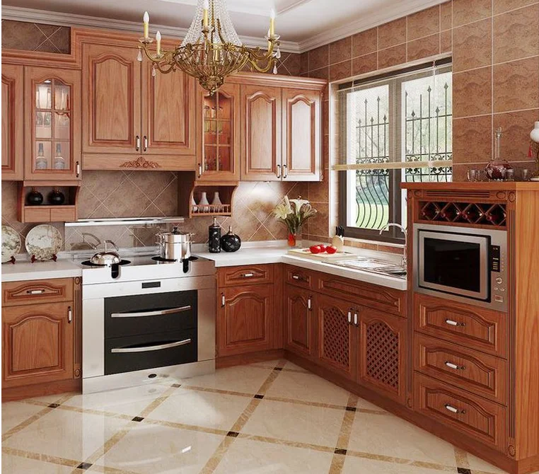 Kitchen Cabinet With Free-Standing Wooden Spice Rack Cabinet Handle Kitchen Solid Wood Cabinets