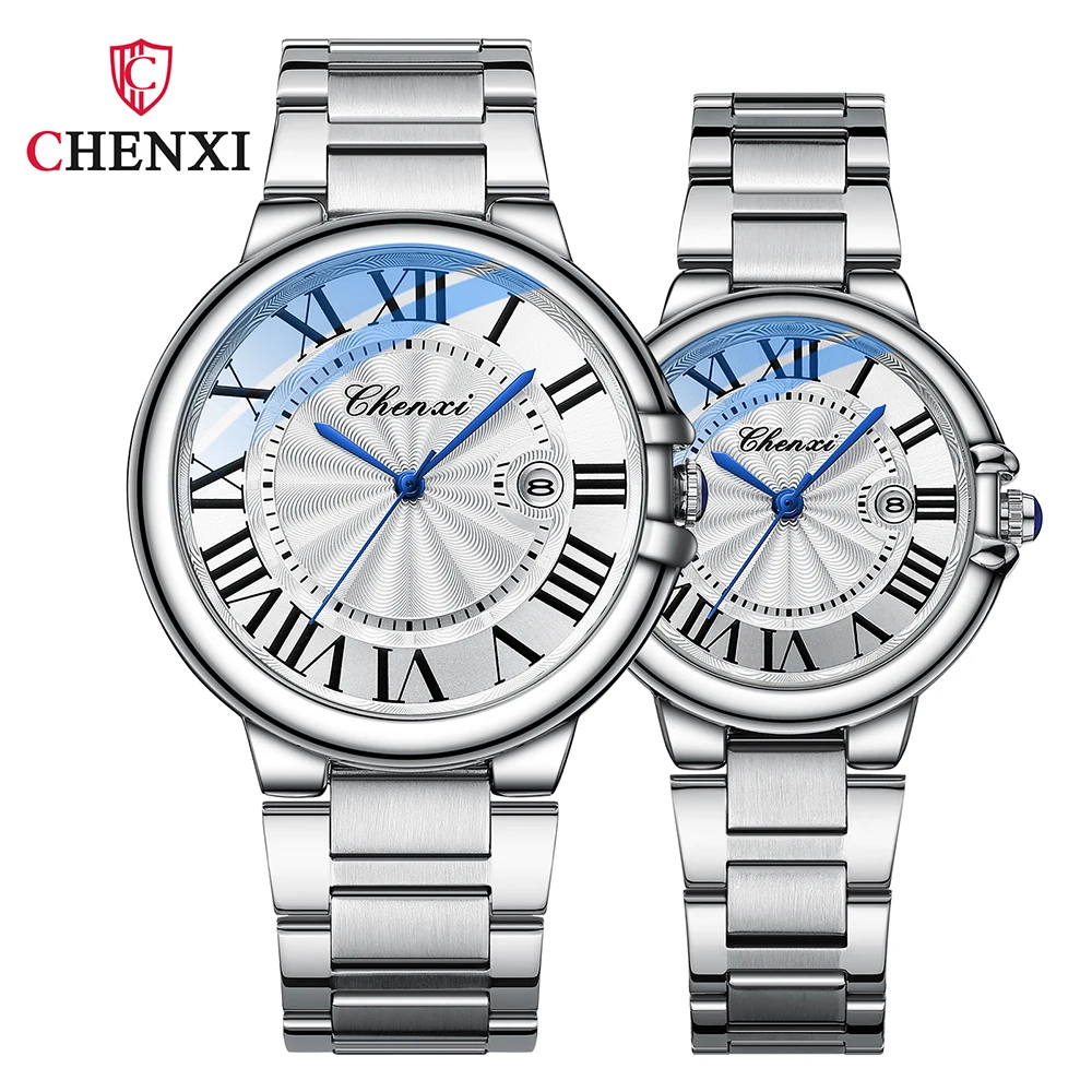 Женские и мужские кварцевые наручные часы Лидер продаж 2023, модные классические женские водонепроницаемые часы из серебристой нержавеющей стали