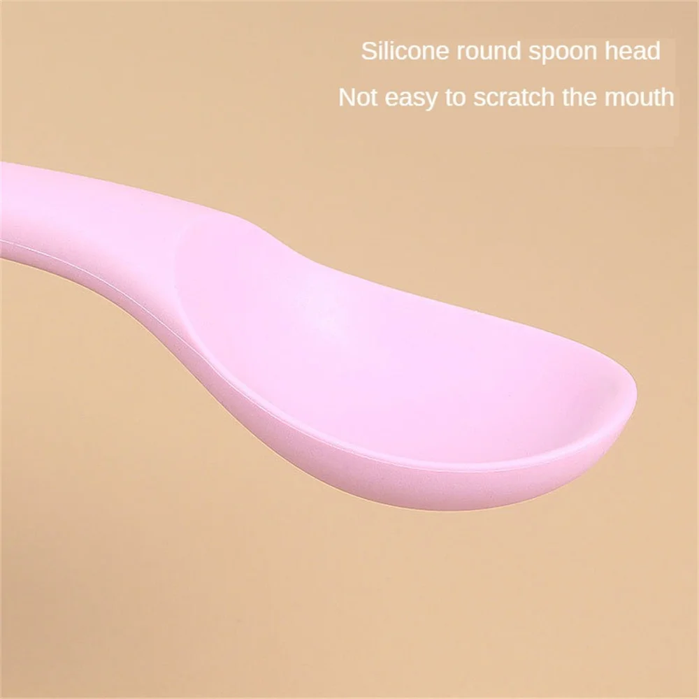 Silicone Spoon Small Spoon with Long Handle Heat Resistant Easy To Clean Non-stick Rice Spoons Tableware Utensil Kitchen Tool silicone spoon