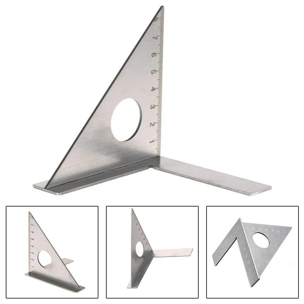 

1pcs 45 Degree Stainless Steel Triangle Square Ruler Tri Angle Mulit Scriber Tools Metric Gauge Woodworking Measuring Tools