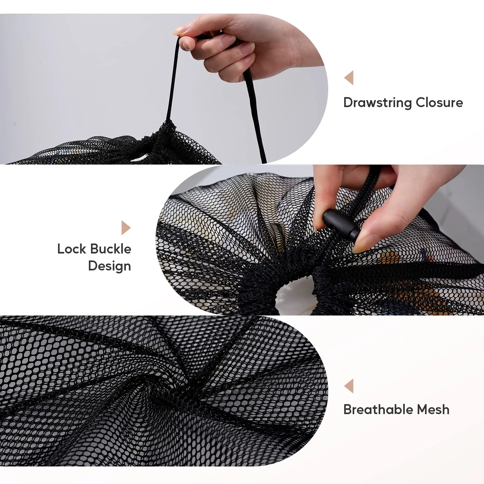 Laundry Bag Large Size Mesh Solid Color Drawstring 60x90cm