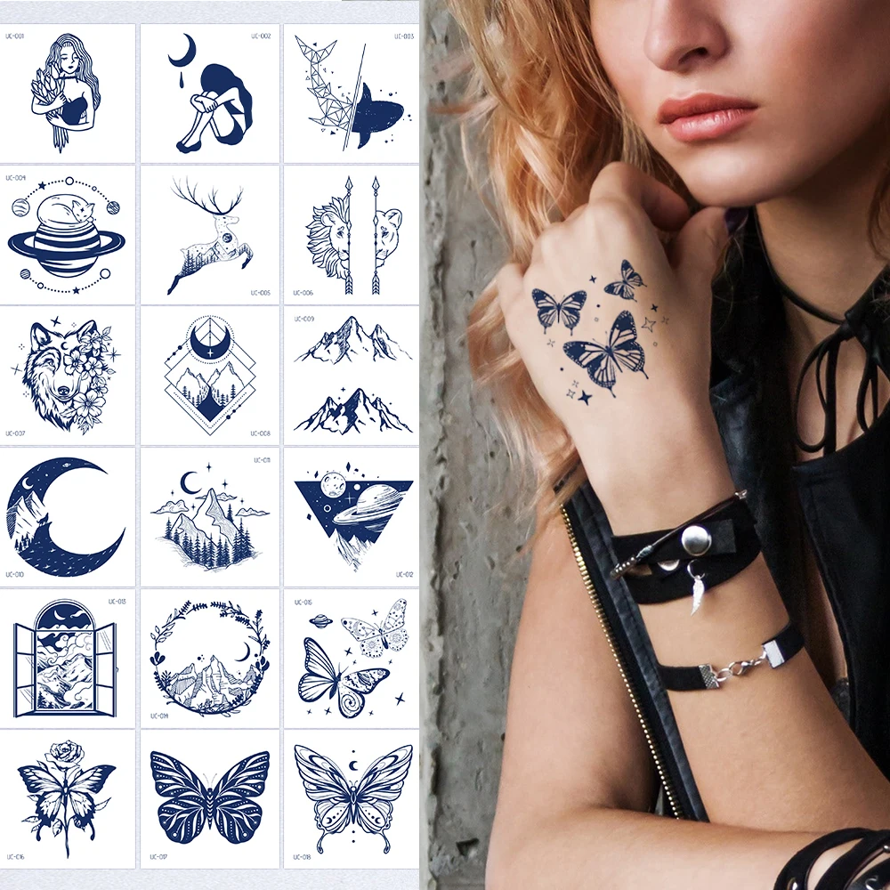 

Маленькие яркие наклейки-татуировки, неотражающие полуперманентные водонепроницаемые Временные татуировки, Одноразовые Милые татуировки