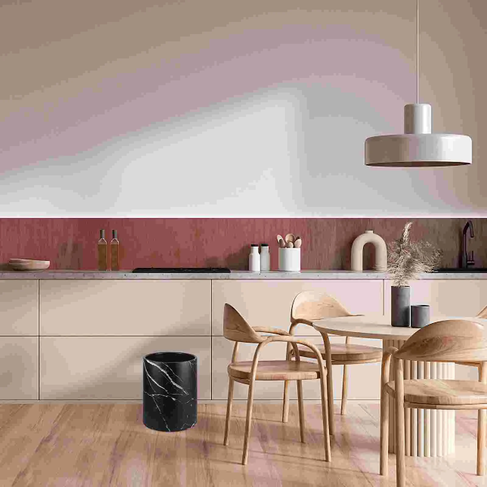 

Double Trash Can Wastebasket Garbage Bin Room Marble Texture Container Large Marbling Reusable Pp Small Spaces