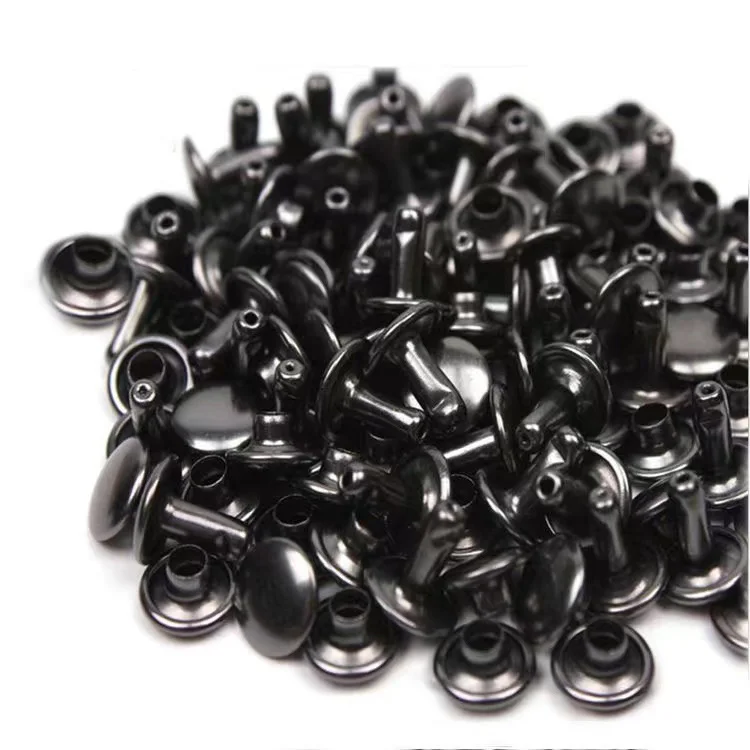 thumbnail image 1 of 100 juegos de remaches redondos de doble tapa de metal de 6-8 mm, clavos de colisión, clavos con punta de roca, artesanías de cuero, zapatos, bolsos, cinturones, prendas de vestir, pulseras, bricolaje, 1 of 5