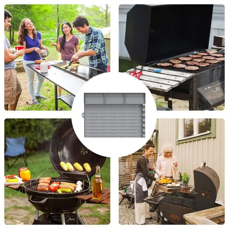 Silicone Griddle Mat Multifunctional BBQ Side Shelf Mat Heat Resistant Utensil Pad Washable For Barbecue Supplies