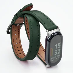 Premium Leather Strap for Mi Band Sports Bracelet - Stylish Replacement Wristband (Green)