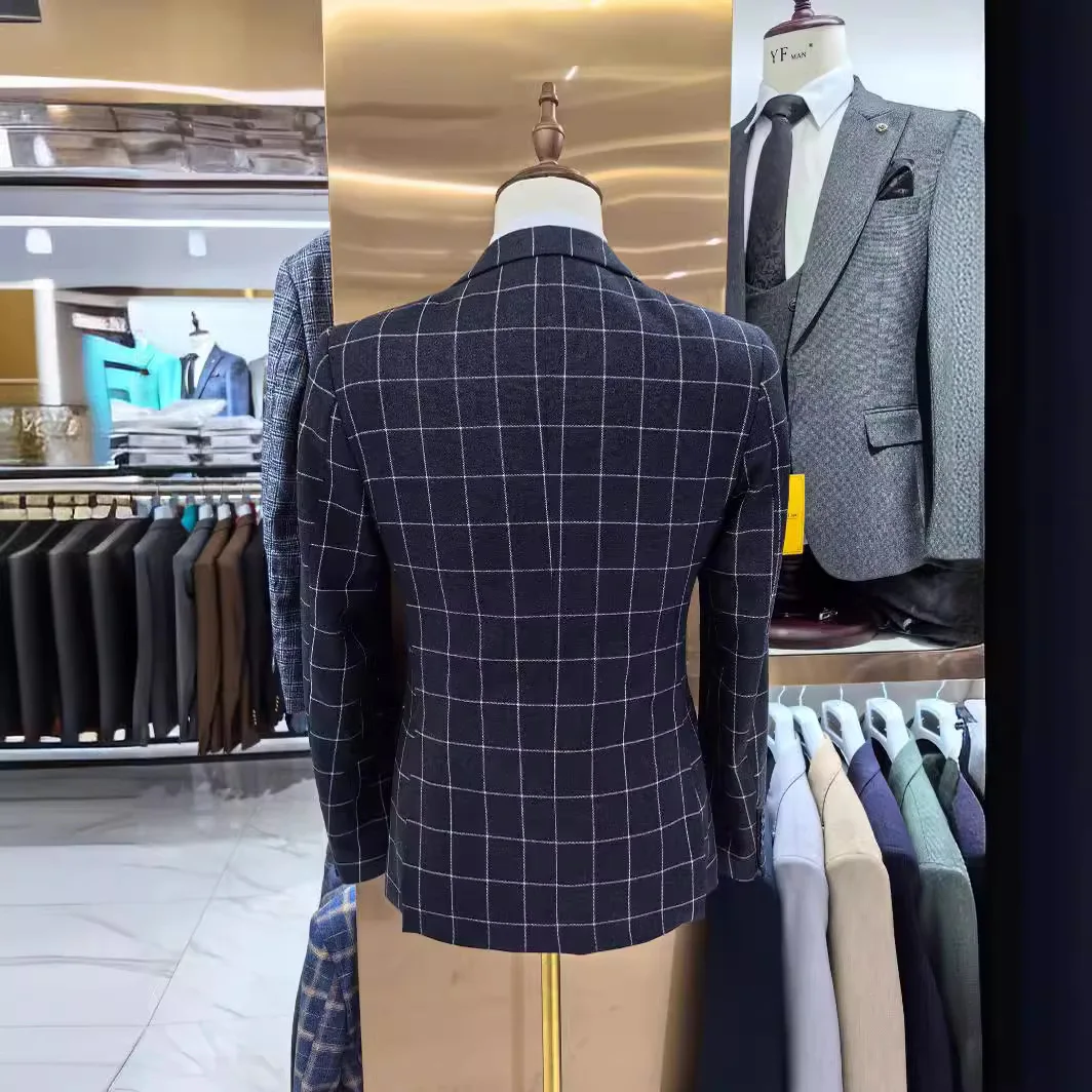 Man Suit Boutique Men's Plaid Wedding Casual Host Suit 3 Pieces Wedding Suits for Men  Suit for Men Wedding Dress