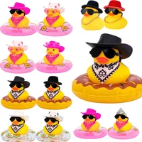 2 Set Car Rubber Duck Rubber Duck for Jeeps Ducking Decoration Dashboard with Sun Hat Swim Ring Necklace Sunglasses 1