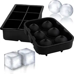 Premium Silicone Ice Cube Trays with Funnel for Whiskey and Cocktails (A set)