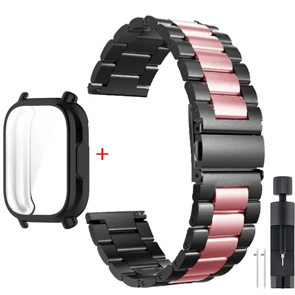 Luxury Metal Strap with TPU Soft Case for Premium Smartwatches - Stainless Steel Watchband Correa