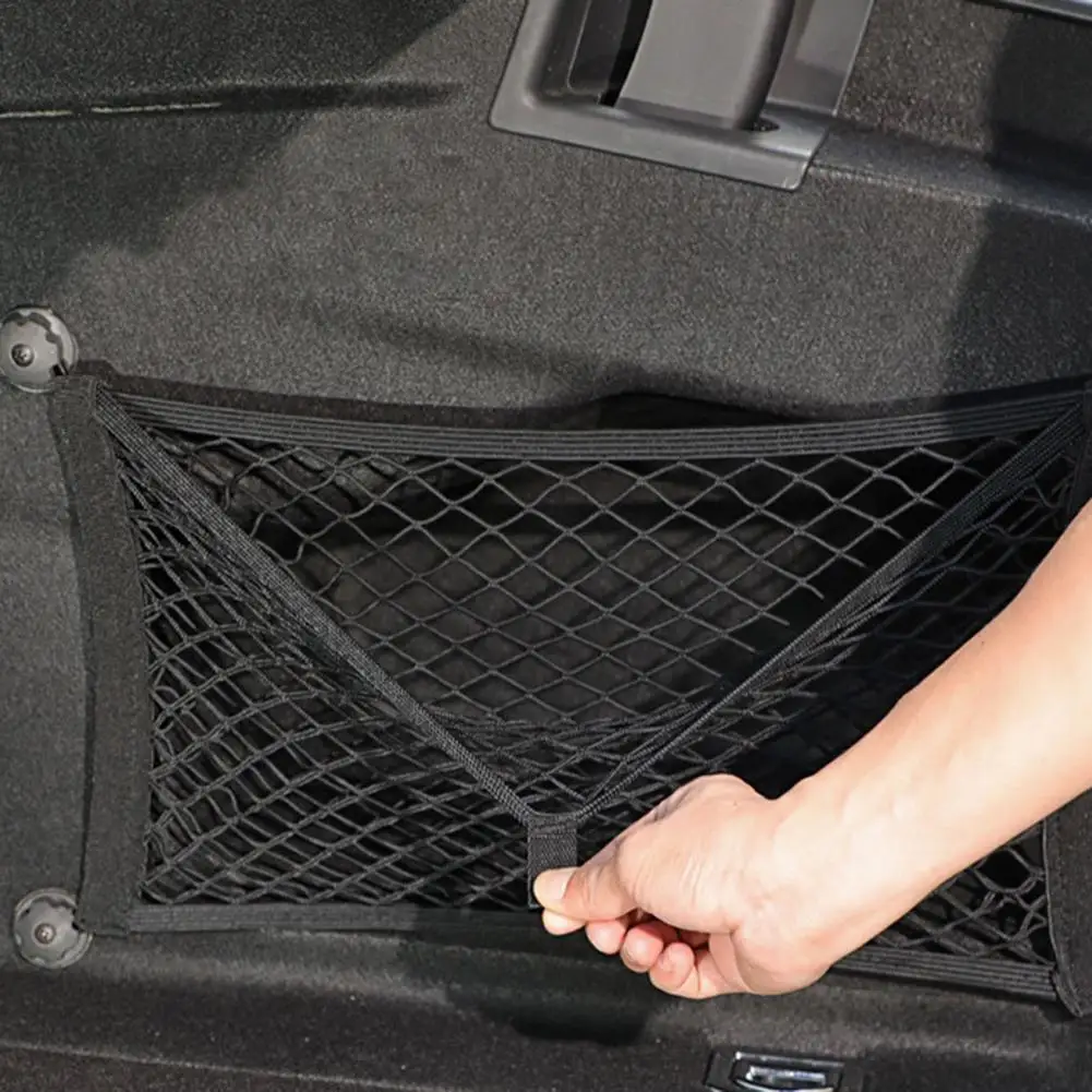 2 Pieces Stretchable Small Cargo Net Pocket Storage Mesh Net Elastic  Automotive Cargo Net Storage Pouch with Velcro for Truck Car SUV Boats