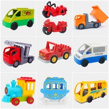 

Car Model Assemble Toys Big Building Blocks City Traffic Vehicle Trailer Chassis Boat Motorcycle Parts Compatible Brick Children