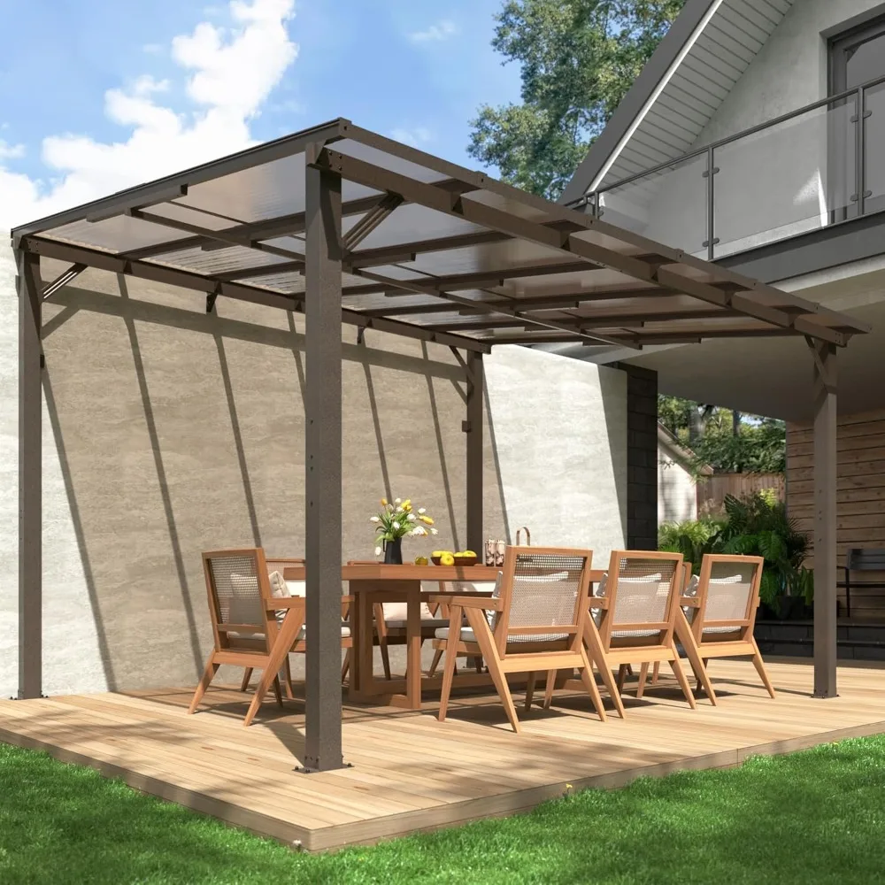 FT Gazebo for Patio,Large Wall-Mounted Lean to Gazebo Pergola with Roof on Clearance, Lean to Hard Top