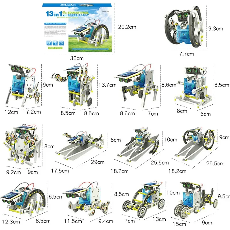 Interactive Solar Constructor Robot Science Kits Sparkling DIY STEM Toys13-in-1 Gifts Children's Learning and Kids Aged 8-11