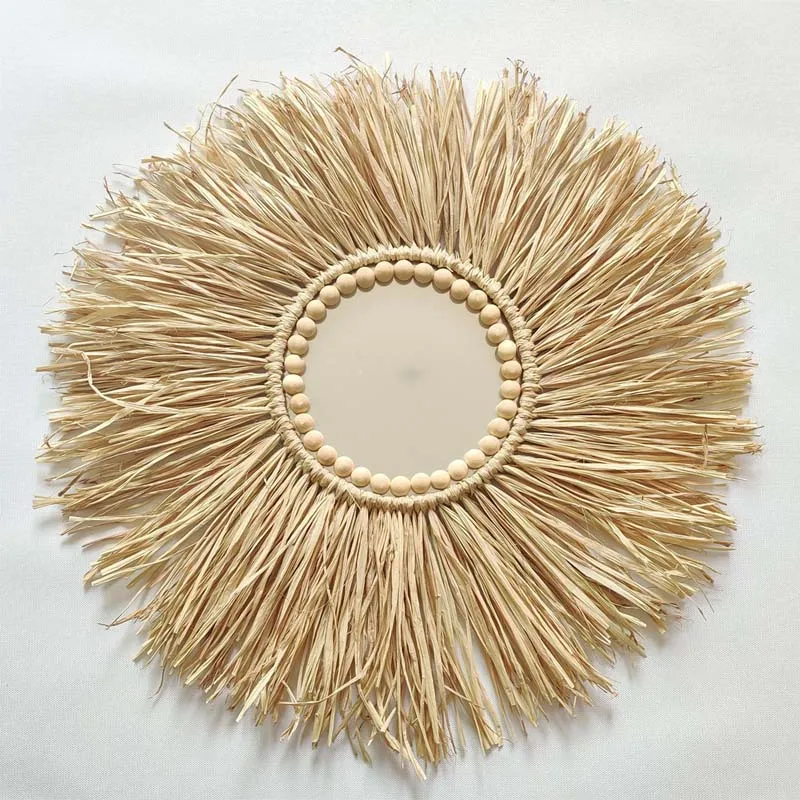 Wall Art Decor Natural Raffia Straw Tassels Ornament Jute Lafite Grass Furniture Fringe Trim Wedding Garland Home Background Wall Decoration