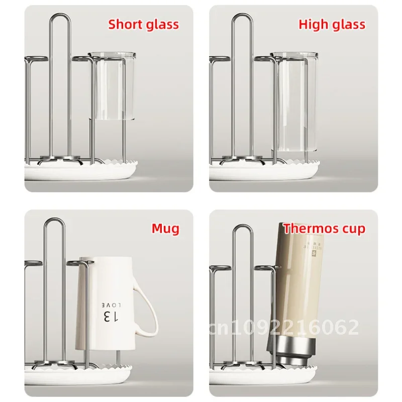 304 Stainless steel Rack Holder Countertop Drain Storage Rack Tree Down Cup Cup Shape Coffee Tea Storage Glass Holder Upside