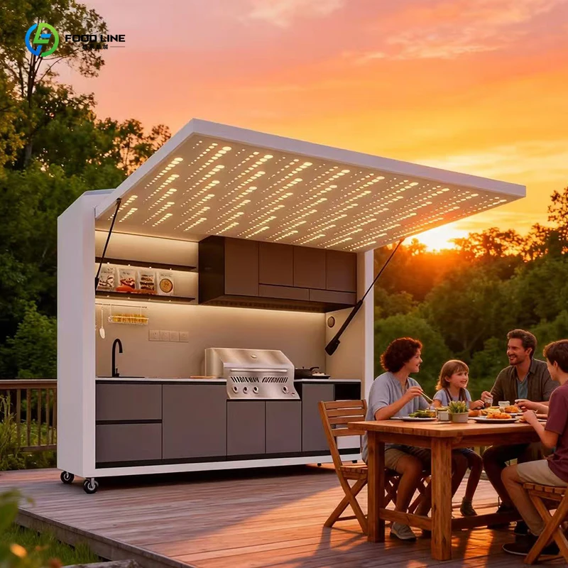 ศาลาพักผ่อนกลางแจ้งแบบปรับแต่งได้ โครงอะลูมิเนียม สำหรับสวน ลานบ้าน ครัวกลางแจ้ง เฟอร์นิเจอร์ 1