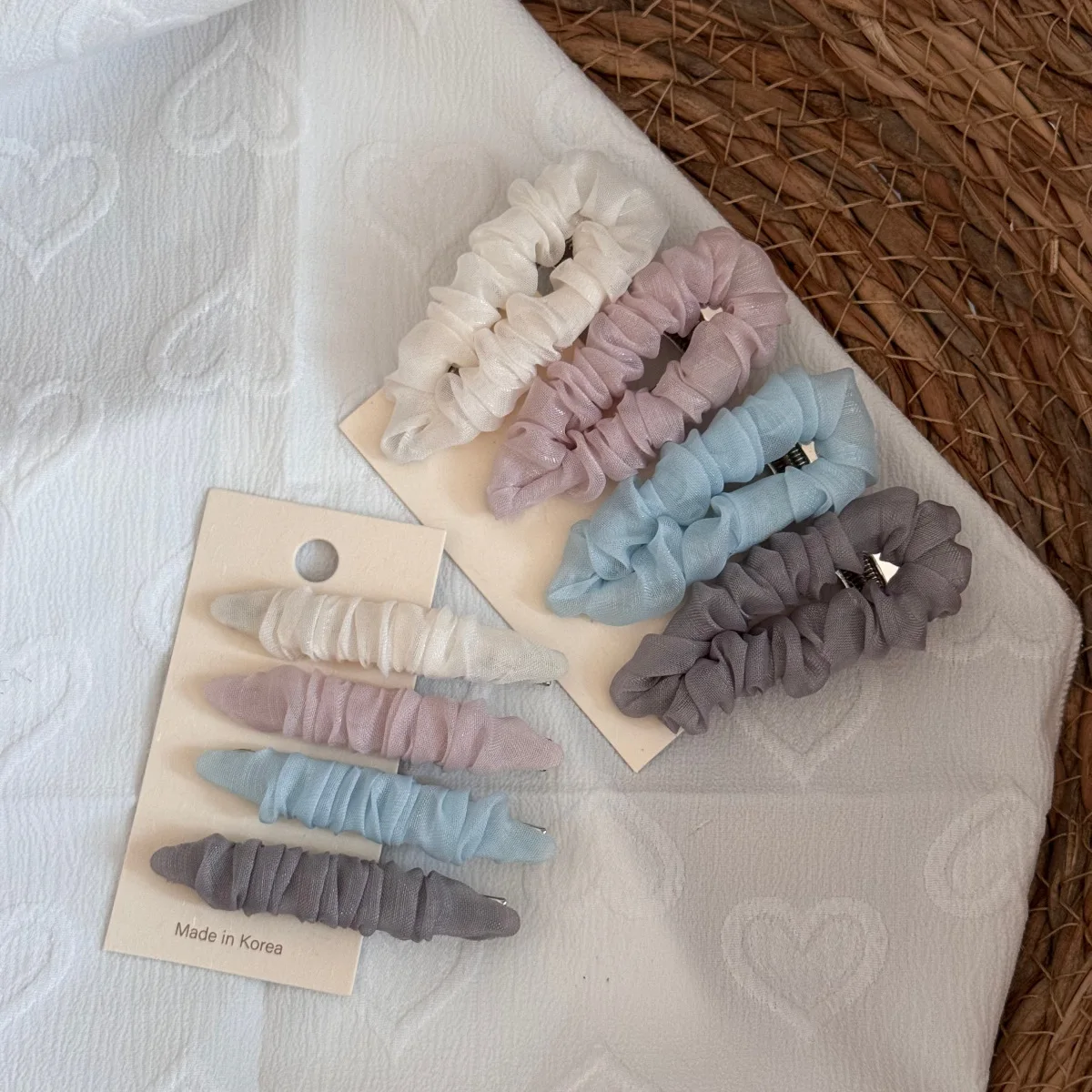 Set di fermagli per capelli eleganti alla francese, in organza a rete, fermagli irregolari, fermagli semplici per frangia, accessori per capelli alla moda per donna - immagine 2