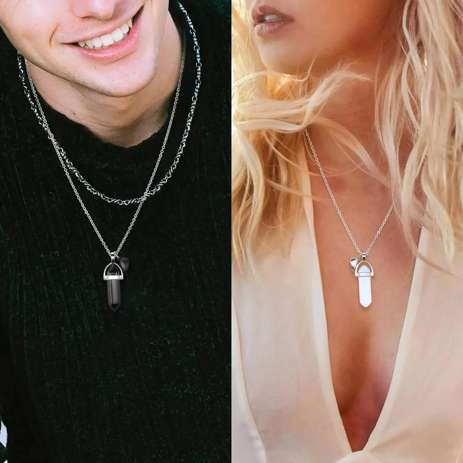 Collana Cuore Con Pietra Naturale Verde Per Donne - Gioiello Moda Unico Per Festa E Anniversario - 4