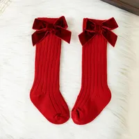 Autumn Winter Baby Girls Bowknot Knee High Socks Toddler Tube Princess Sock For Kids Knitted Socken Leg Warmer 0-8Years 5