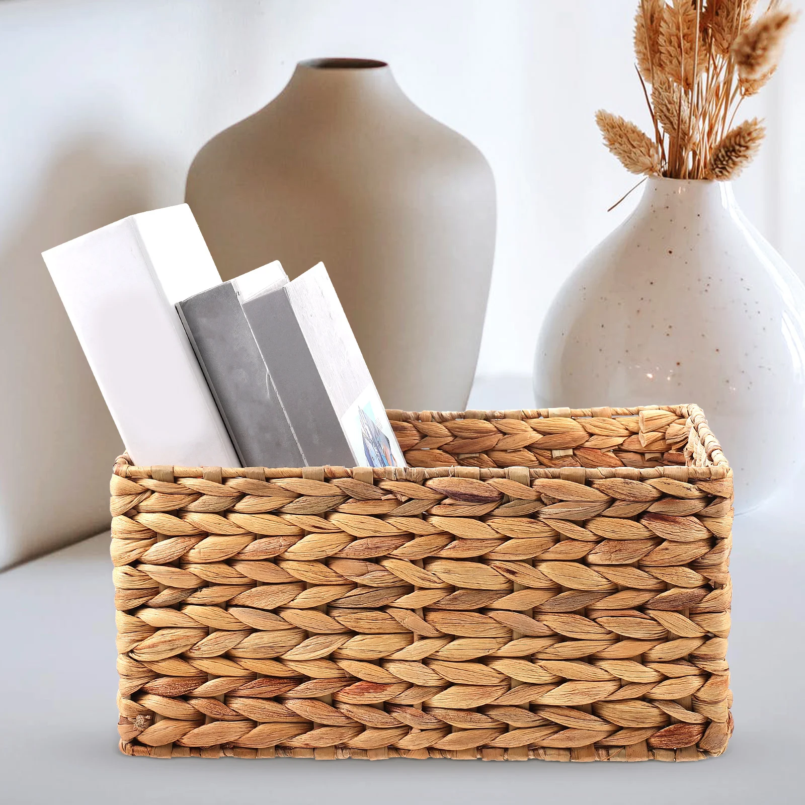 Storage Basket Baskets Wicker Woven Bins Organizer Toilet Paper for Shelves Grass Rectangular Shelf Decorative Child Hyacinth