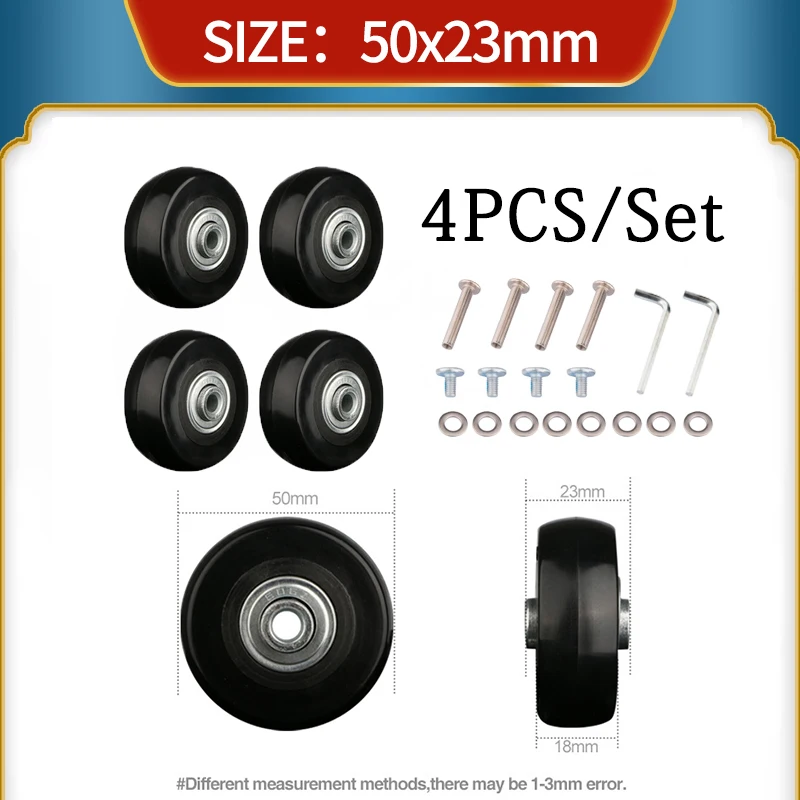 Black Suitcase Replacement  Universal Wheels Accessories Trolley Case Rubber Wear-Resistant Wheels Silent Wear-Resistant Wheels